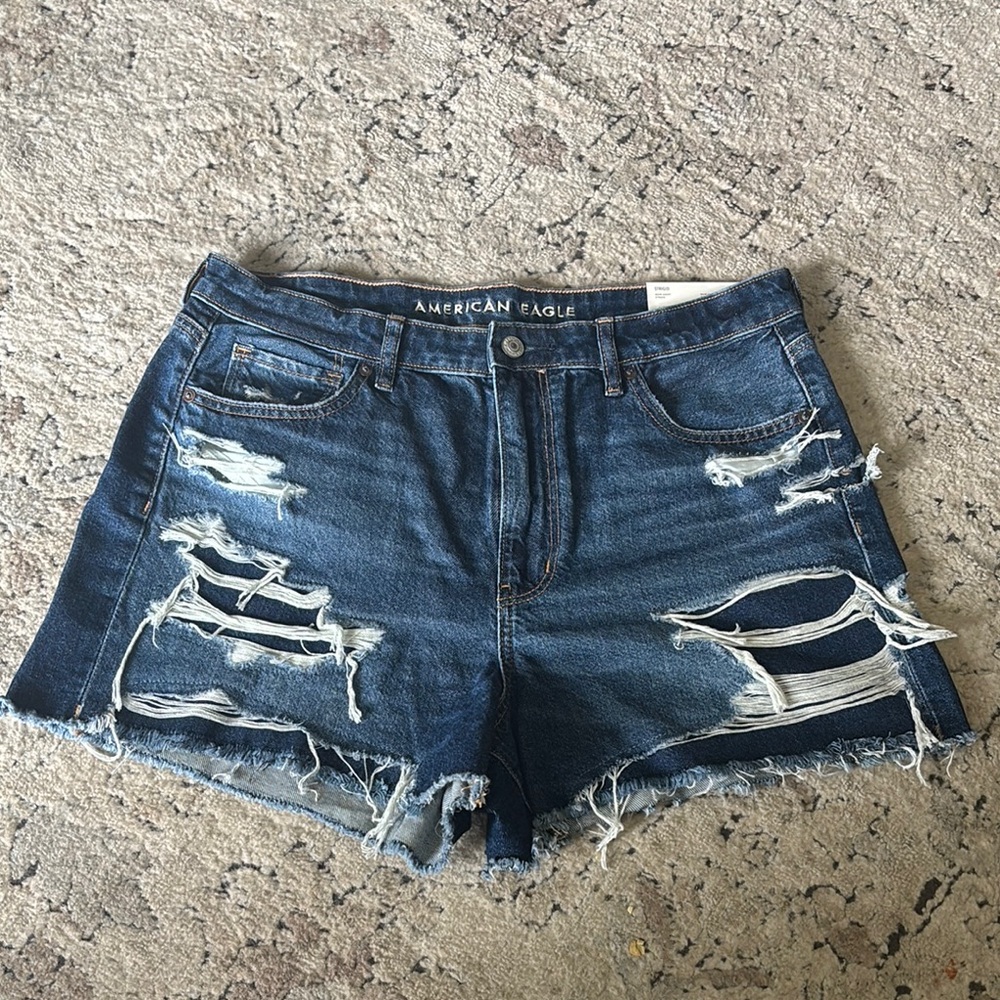 American Eagle Outfitters Distressed Blue Denim Shorts